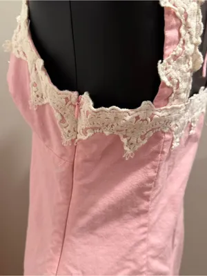 Le Lis Pink Chemise with Cream Lace Trim Size M Feminine Cottagecore Dress thumbnail 8