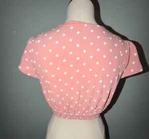 Abercrombie & Fitch Polka Dot Twist-Front Crop Top - Pink thumbnail 2