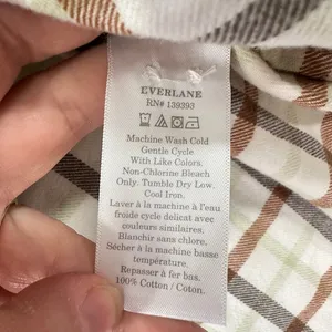 Everlane Oversized‎ Flannel Boxy Shirt Brown Green Plaid Button Down Top Small thumbnail 10