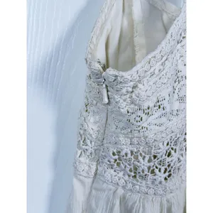 Vintage Y2K American Eagle Babydoll Mini Dress XS Cream Boho Country Concert thumbnail 7