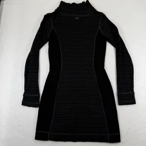 prAna Women Black Gray Striped Wool‎ Blend Funnel Neck Sweater Dress Small thumbnail 10