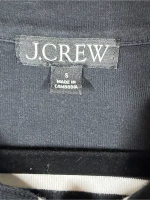 J. Crew Black White Striped Cotton Polo Top thumbnail 3