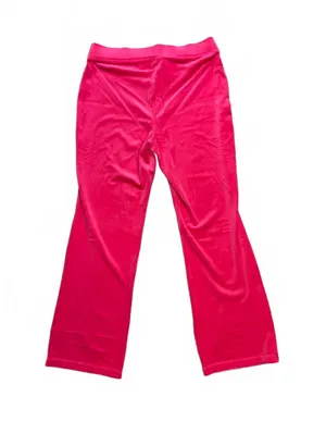 Vintage Y2K Juicy Couture Pink Velour Flare Pants Large Rhinestone Logo thumbnail 5