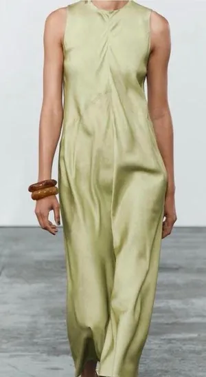 Zara ZW Collection Midi Green Dress thumbnail 1