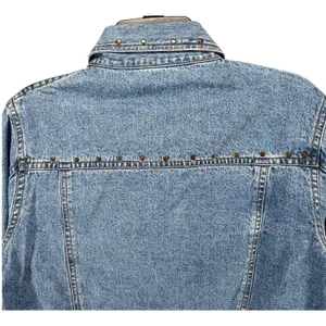Don't Mess With Texas Jean‎ Jacket Womens XL Blue Denim Studded Western Cowgirl thumbnail 4