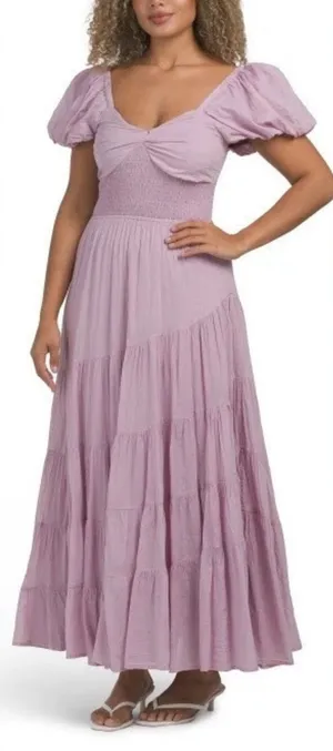 NWOT Free People Short Sleeve Sundrenched purple lavender Maxi Dress sz S thumbnail 1