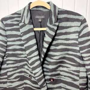 Ann Taylor Black and Green Wool Blend ‎ Zebra Blazer size 14 thumbnail 6