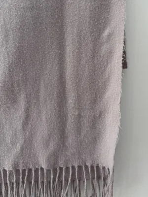 100% Cashmere Scarf with Fringe Taupe Mauve Quiet Luxury Classic Fall Winter OS thumbnail 6