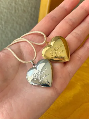 Handmade “I love you” gold tone stainless steel heart locket charm necklace 🍃🩵 thumbnail 7