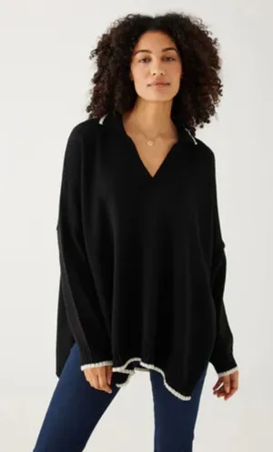 Mersea Marina Polo Sweater in Black/Sand thumbnail 1