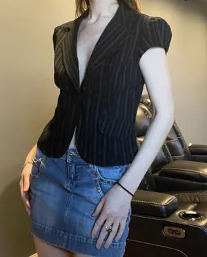 BCX pinstripe button blouse  thumbnail 1