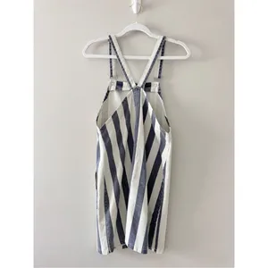Vince Camuto Blue White Striped Denim Overall Pinafore Dress Size XS Preppy thumbnail 3