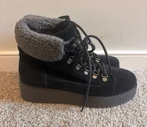 Sam Edelman Franc Black Suede Platform Hiker Ankle Boots Size 8 thumbnail 1