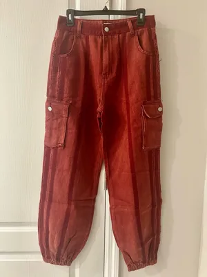 POL End Zone Vintage Wash Joggers In Brick Size Small thumbnail 3