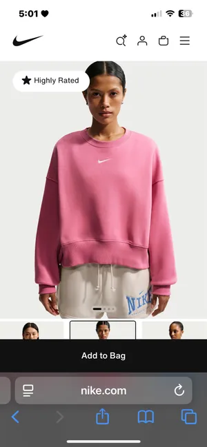 Pink Nike Women's Over-Oversized Crew-Neck Sweatshirt thumbnail 4