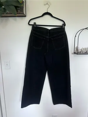 NWT Old Navy Black Wow Mid Rise Baggy Wide‎ Leg Jeans Size 6 thumbnail 2