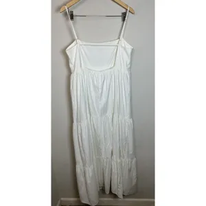 Reformation Parvati Dress Womens Large White Tiered Organic Cotton Maxi Summer thumbnail 3