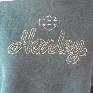 Harley Davidson Womens L Black Rhinestone Crewneck Sweatshirt York PA Y2K Biker thumbnail 3