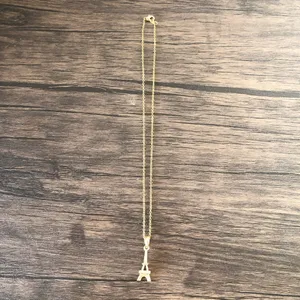 Zara Gold Plated Paris Eiffel Tower Necklace Charm Pendant with Rhinestone Crystals thumbnail 2