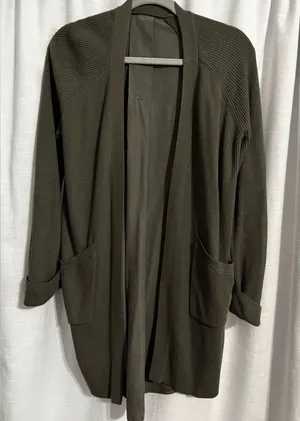 Lululemon Athletica Olive Green Open Front Cardigan Sweater thumbnail 1