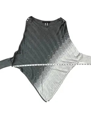White House Black Market Ombre Metallic Batwing Sleeve Knit Poncho Medium Petite thumbnail 7