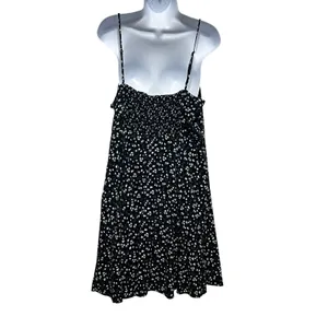 Old Navy Women Cottage Boho Floral Sundress XL Black Smocked Back Indie Whimsy thumbnail 2