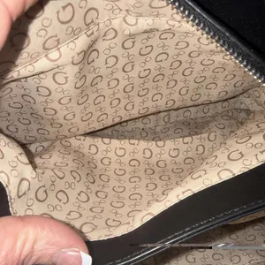 Y2K GUESS Black Monogram‎ Old Money Classic Designer Chic Satchel Purse Bag thumbnail 9