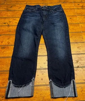 Joe's‎ Jeans Women's Dark Wash Tulip Raw Hem Cuffed Stretch Denim Jeans Size 26 thumbnail 1