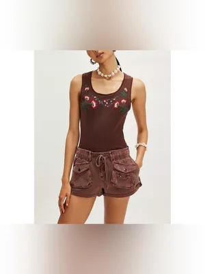 NWOT Free People We The Free Summer Tank - Brown combo - medium *IR* thumbnail 3