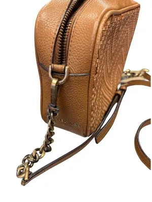 Michael Kors wms woven brown leather gold ware crossbody shoulder bag SKU 9907 thumbnail 1