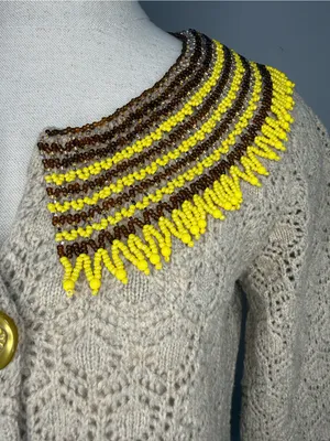 Anthropologie brand SPARROW 100% Lambswool Beaded Collar Cardigan Sweater thumbnail 4