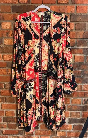 B.O.G Collective womens high hopes long sleeve boho festival kimono black M/L thumbnail 1
