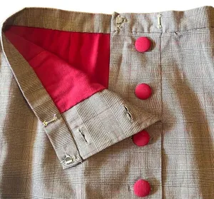 Brown Red Plaid Womens Small Custom Made Peplum Button Up Retro 1951 Suit OOAK thumbnail 13