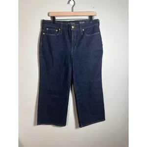 J.Crew 96 Slim Wide Leg Petite Jeans‎ Dark Indigo High Rise Cropped Size 30P thumbnail 5