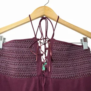Y2K Hollister Beaded Babydoll Tiered Halter Top Womens L Burgundy Fairycore thumbnail 4