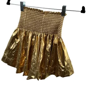 Queen‎ of Sparkles Gold Metallic Smocked High Waist Flared Shorts Womens XS thumbnail 13