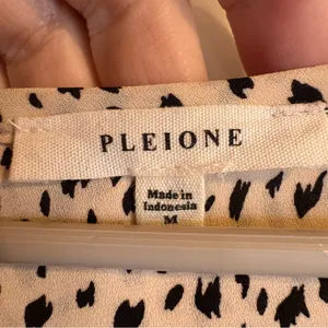 Pleione Women's Blouse Sz Medium Black & Cream Dotted Pullover Long‎ Sleeve Work thumbnail 3