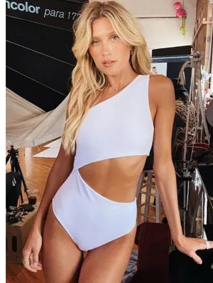 Beach Riot One-Shoulder White Cutout One-Piece Swimsuit thumbnail 1