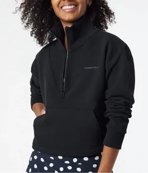 Outdoor Voices Half Zip Cropped Pullover Sweatshirt Black Medium M Activewear thumbnail 1