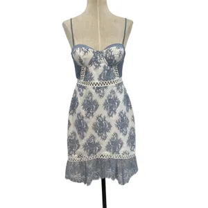 NBD Timantha Lace Bustier Mini Dress‎ Crochet Trim White Blue Size Small thumbnail 3