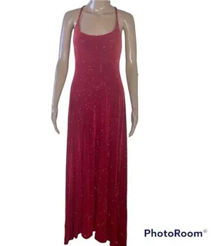 Kinaara red sparkly sleeveless evening gown thumbnail 1