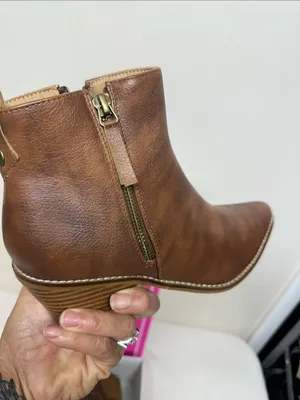 Hey Girl Women’s Brown Faux Leather Ankle Booties with Side Zip thumbnail 4