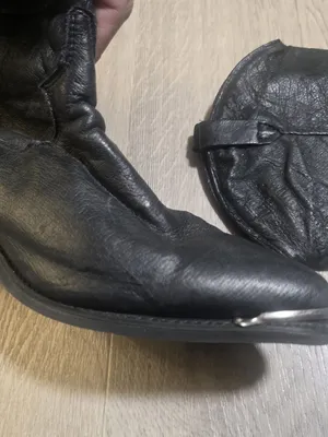 Vintage Dingo Black Leather Slouch Western Boots Women's Size 6 metal toe detail thumbnail 9