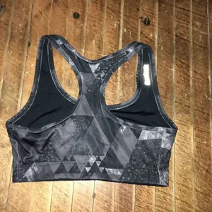 Gray Reebok geometric Athleisure workout yoga sports bra thumbnail 2