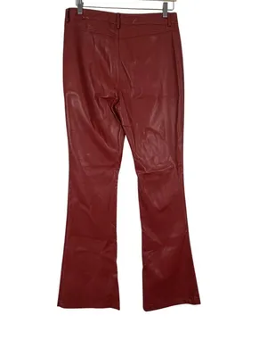 Motel Rocks Faux Leather High Waist Flare Leg Pants Size Large thumbnail 3