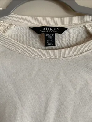 Lauren Ralph Lauren Black Label Ivory Cable Detail Sweatshirt Top Sweater Cotton thumbnail 2