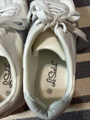 Women's White Sneakers with Light Gray Accent - Comfort Lace-Up Runners thumbnail 5