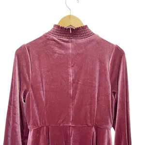 Baltic Born Velvet Smocked Neck Mini Dress Mulberry Long Sleeve Holiday Medium thumbnail 7