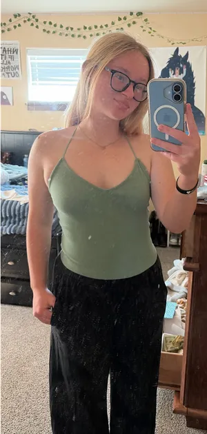 American Eagle Green Tank Top Criss-Cross thumbnail 1