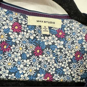 Max Studio Ditsy Floral Blue & Pink Flared Sleeve Tie Front Blouse S thumbnail 3